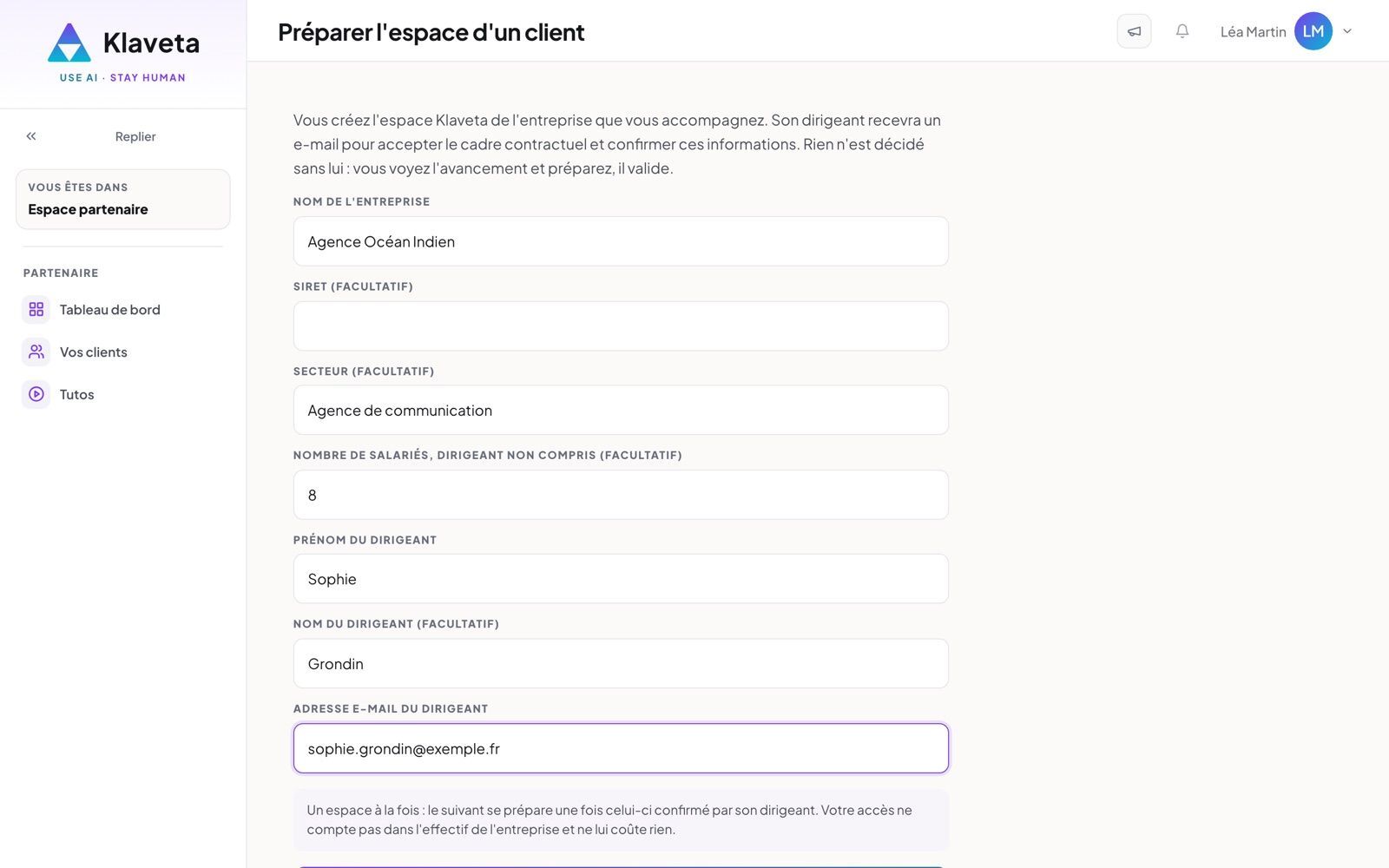 Préparer un nouveau client