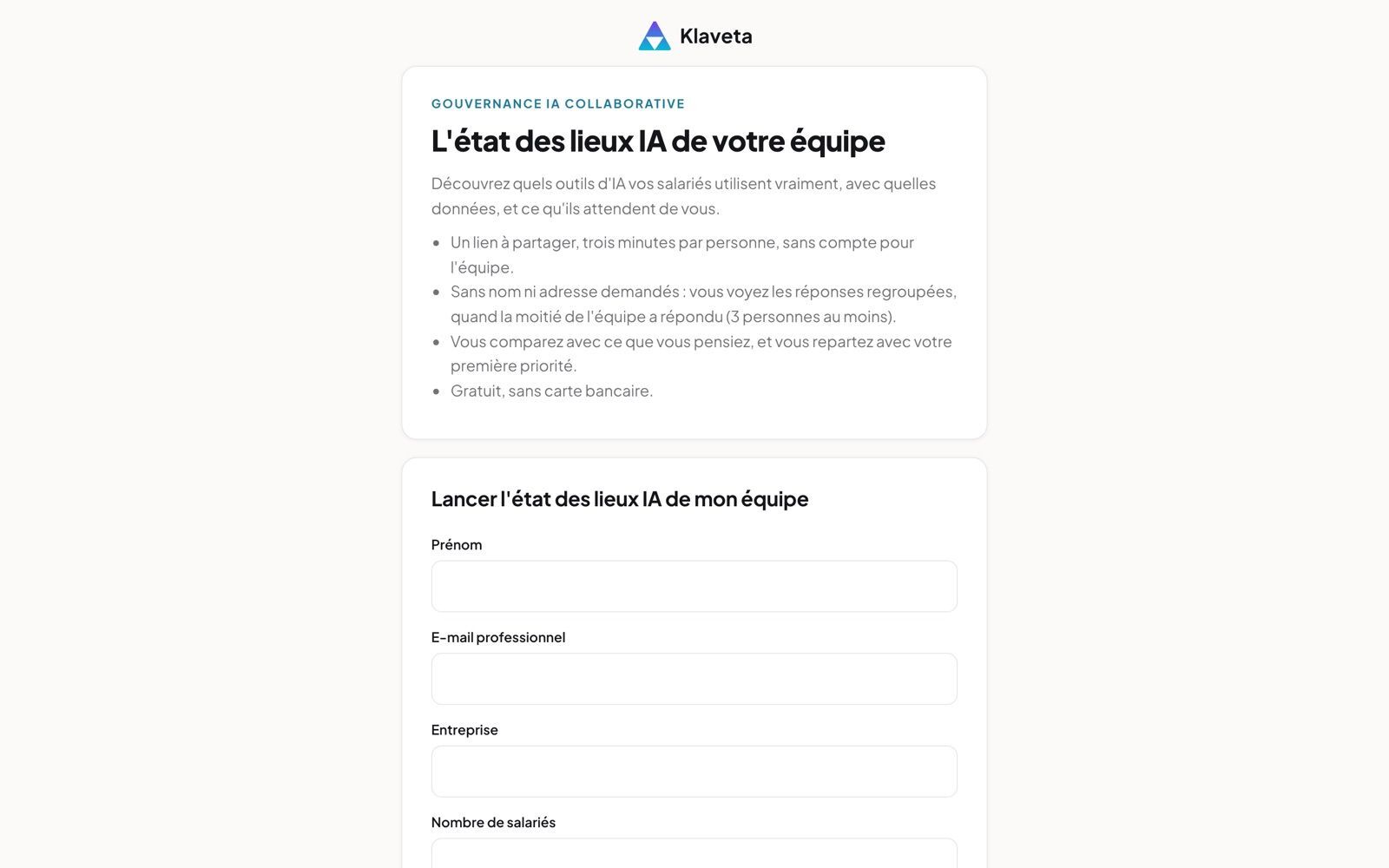 Lancer l'état des lieux
