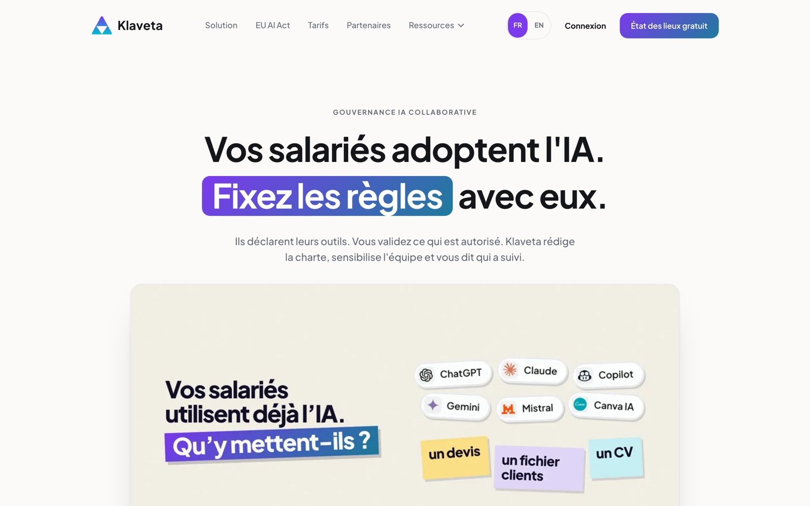 Arriver sur klaveta.ai
