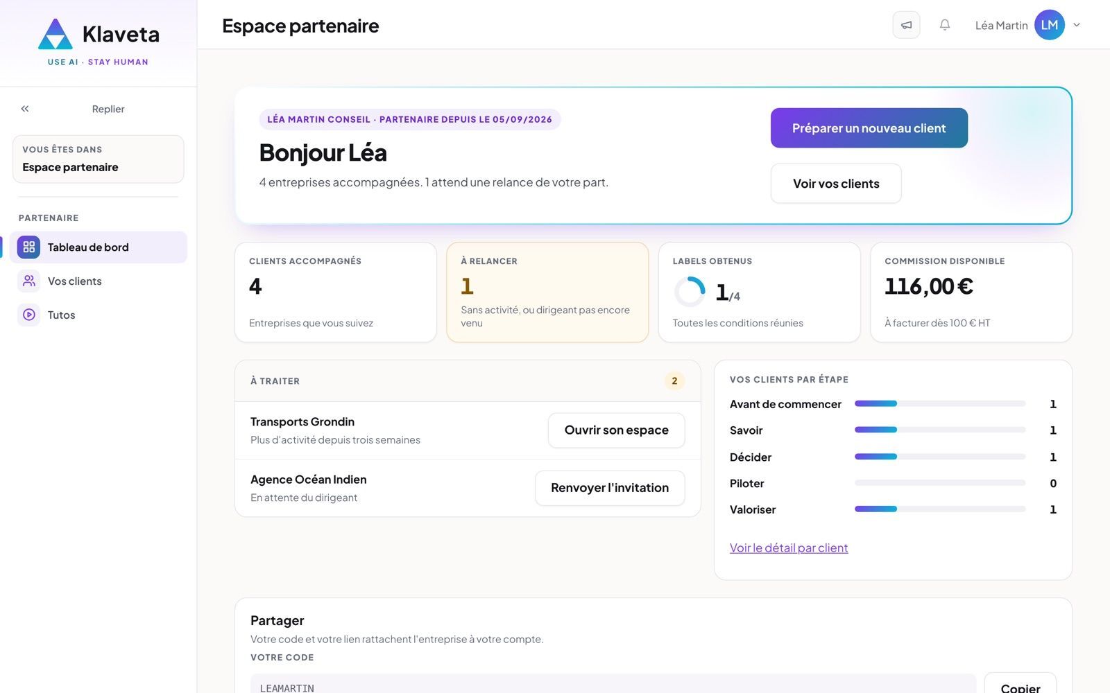 Votre tableau de bord