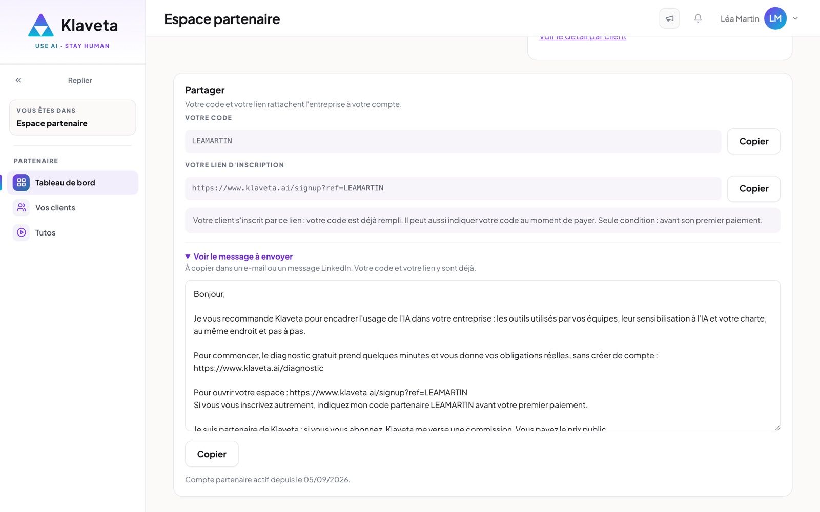 Le message à envoyer
