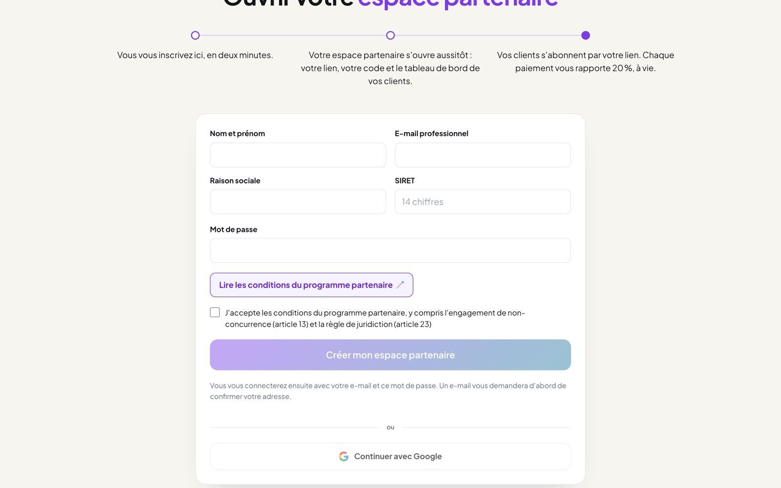 Ouvrir votre espace partenaire